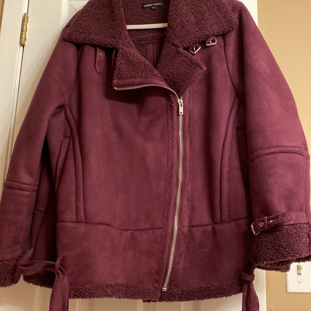 Caslon Women's Shearling-Trim Moto Jacket